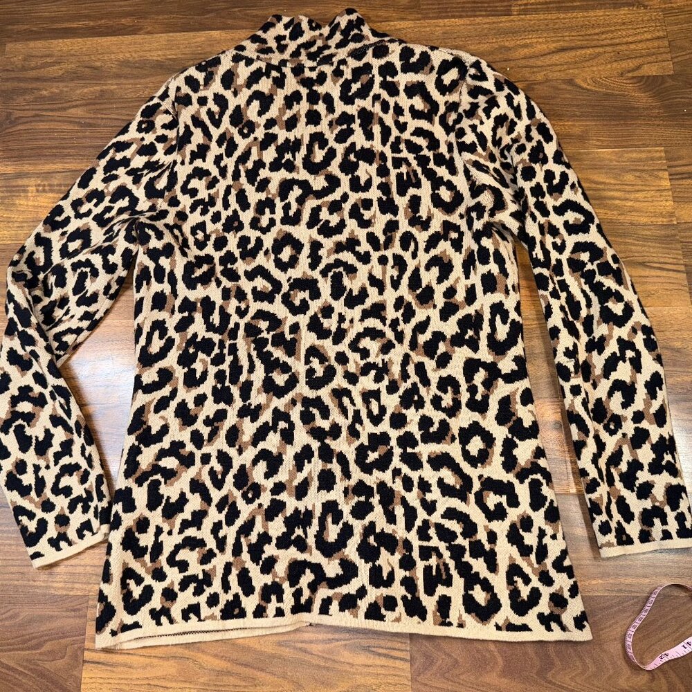 J.Crew Leopard Print Mid‑Length Cotton Cardigan - Picture 3 of 8